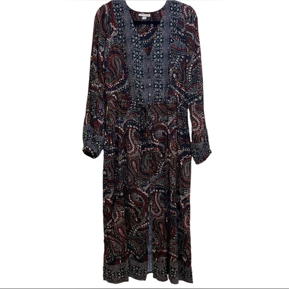 NWT Knox Rose Night Sky Boho V-Neck Button Front Maxi Dress - Picture 4 of 7